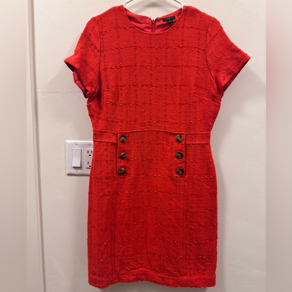 Ann Taylor Red Textured Mini Dress